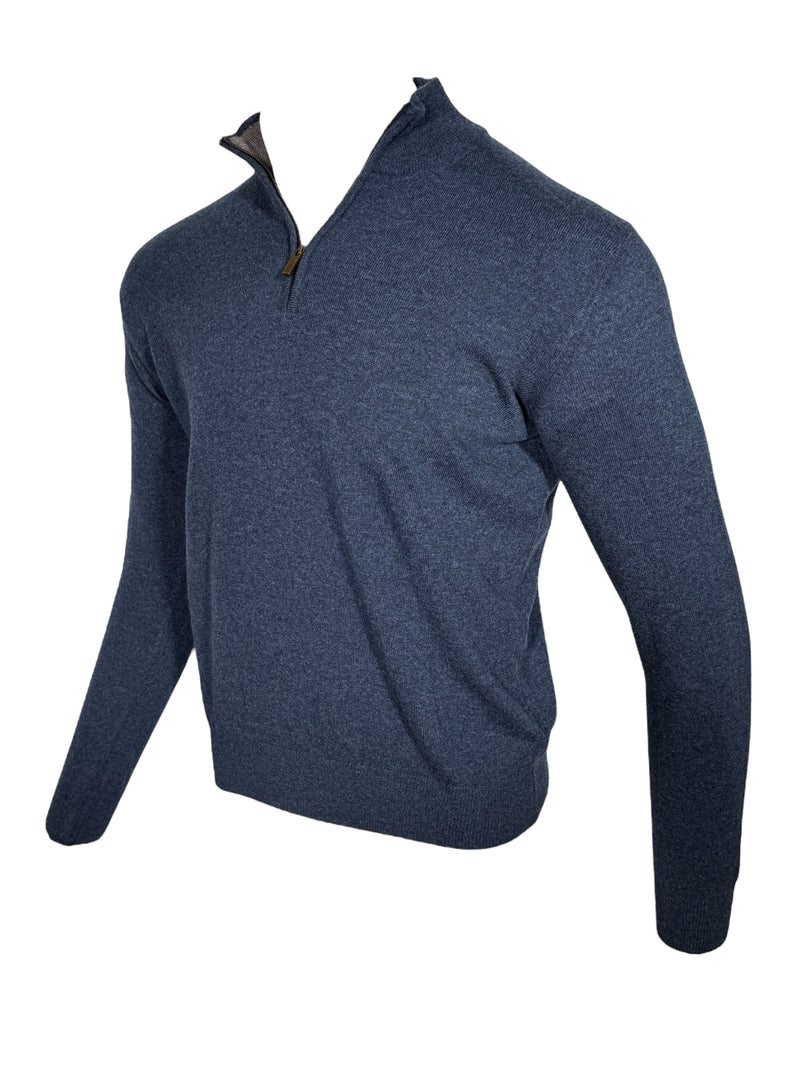 ADESI CASHMERE MEN'S TIPPED 1/2 ZIP SWEATER - CORSARO/SHARK