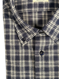 MAZZARELLI SPORT SHIRT - NAVY/WHITE CHECK PLAID