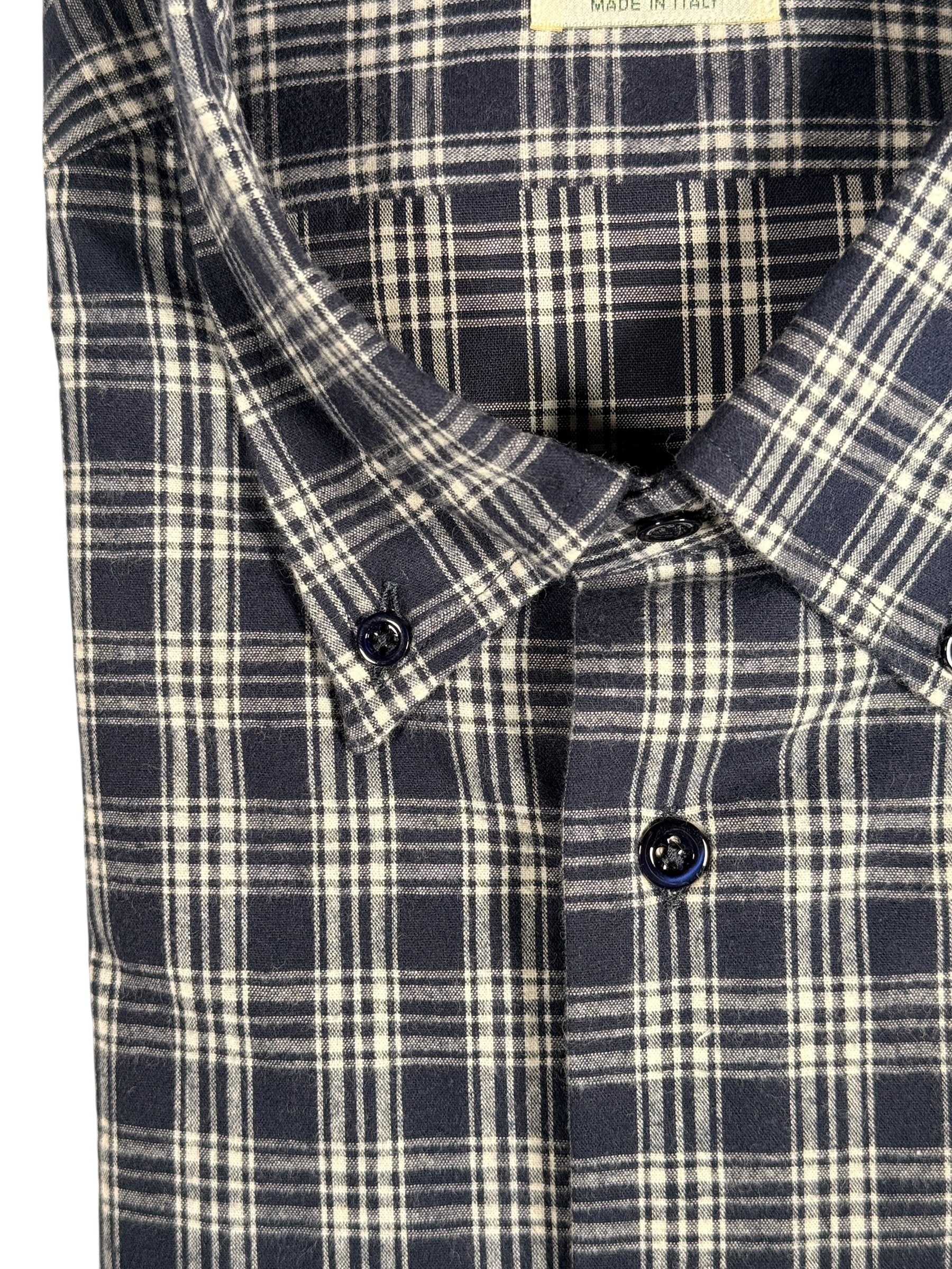 MAZZARELLI SPORT SHIRT - NAVY/WHITE CHECK PLAID