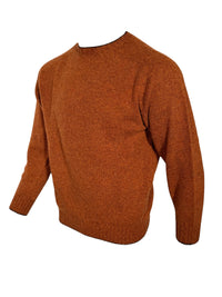 HARLEY OF SCOTLAND TIPPED SHETLAND WOOL SWEATER - CAROB/AMBER
