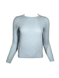 HUBERT GASSER CABLE KNIT SWEATER - LIGHT BLUE