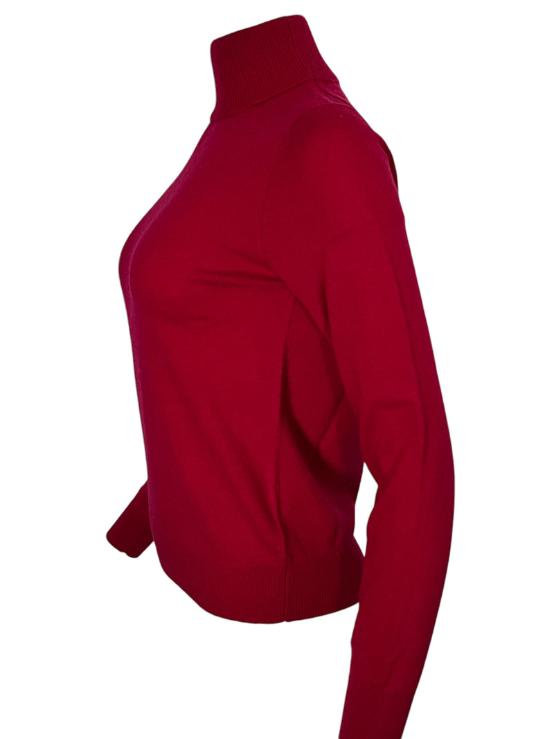 REPEAT CASHMERE TURTLE NECK SWEATER - RUBY