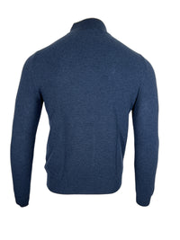 FEDELI CASHMERE BICOLOR 1/4 ZIP SWEATER - ABISSO/GREY