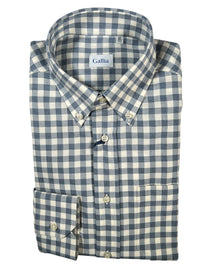 GALLIA MEN'S SHIRT - STEEL BLUE CHECK