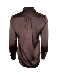 SAND COPENHAGEN STRETCH SILK TOP - DARK BROWN