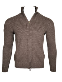 FLY3 REVERSIBLE FULL ZIP SWEATER - MARRONE