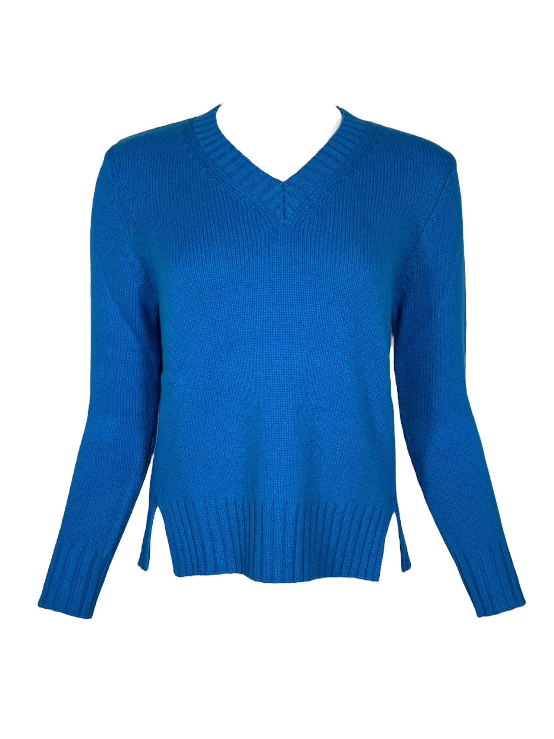 PUROTATTO CASHMERE V-NECK SWEATER - BLUETTE