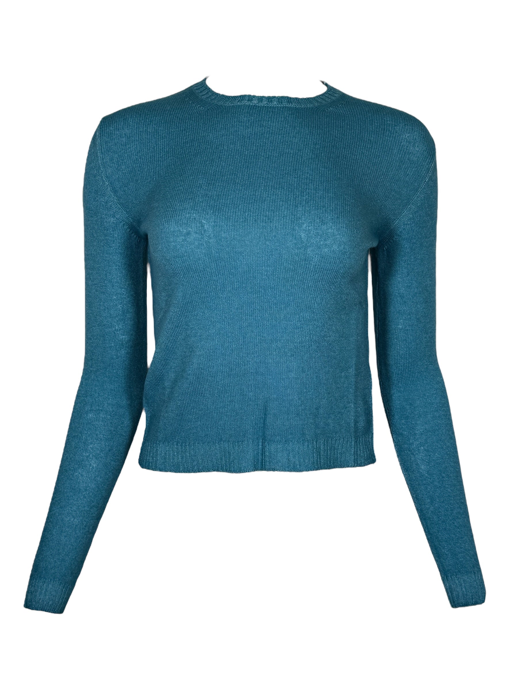 BASE MILANO WOOL/CASHMERE ROUNDNECK SWEATER - AQUA