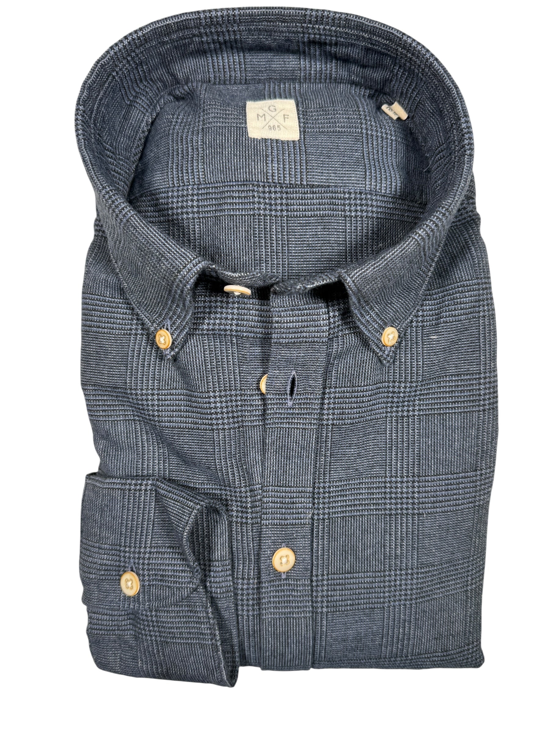 GMF 965 MEN'S SPORT SHIRT - NAVY GLENPLAID