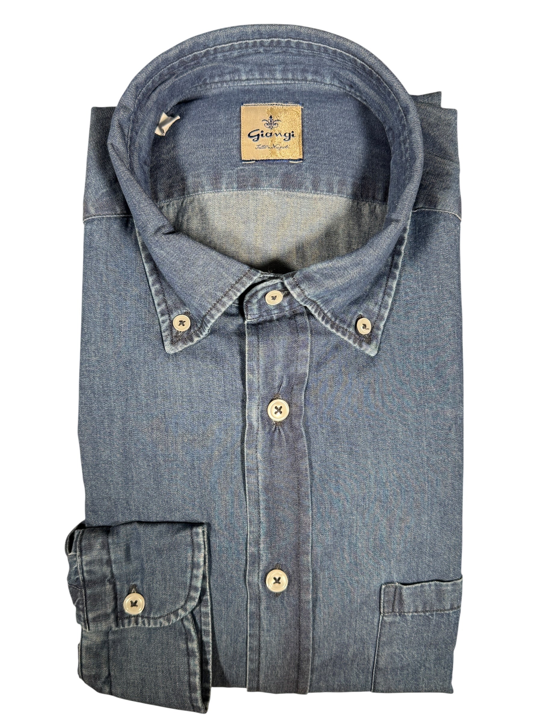 GIANGI NAPOLI MEN'S DENIM SHIRT - BLUE STONE WASH