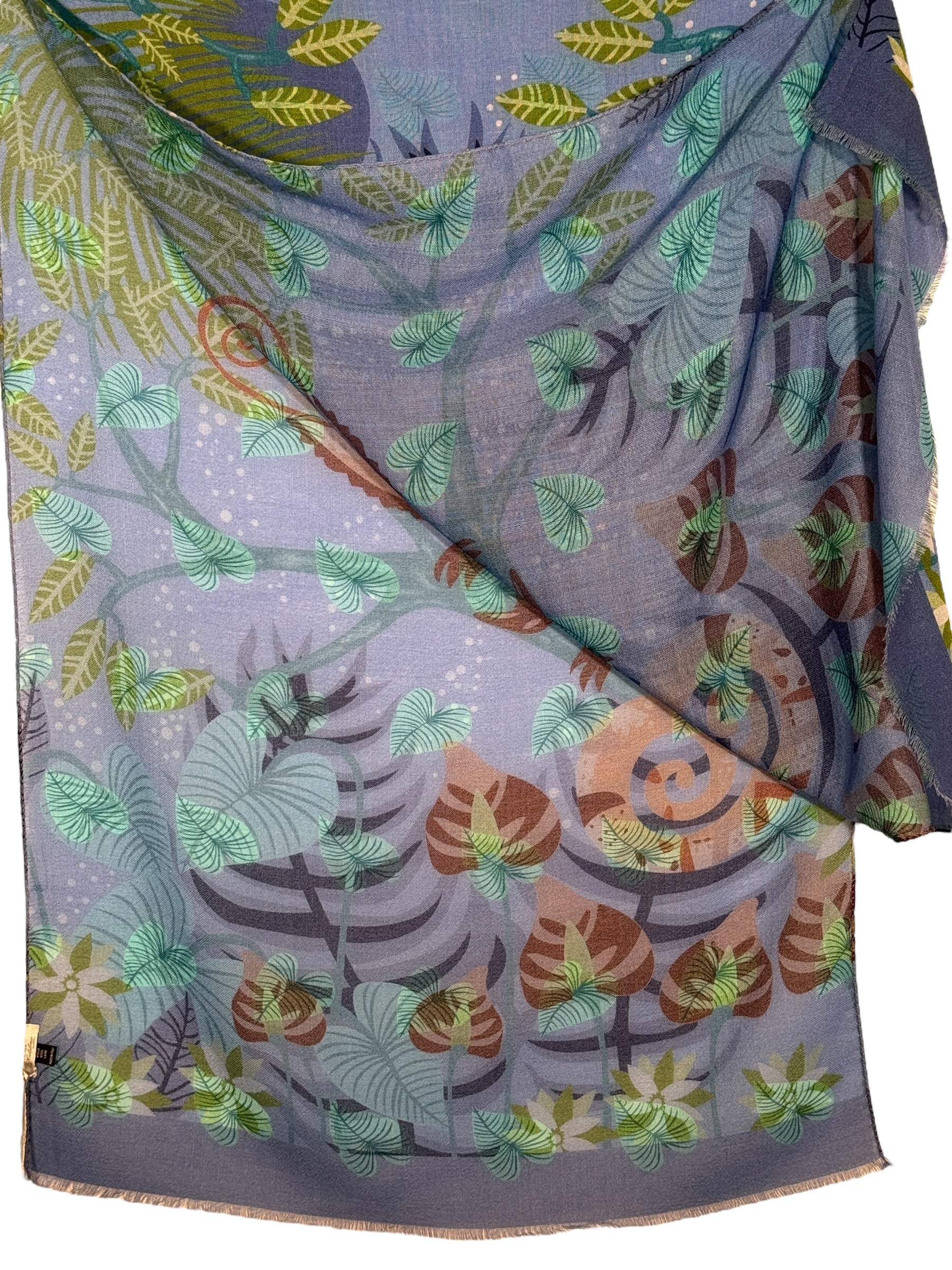 CALABRESE 1924 DOUBLE FACE WOOL SCARF - BLUE CHAMELEON