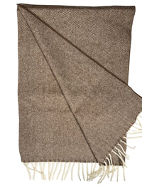 ALAN PAINE KINROSS CASHMERE HERRINGBONE SCARF - MID BROWN
