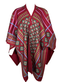 FRANCO FERRARI DIAMONDS WOOL CAPE - MERLOT