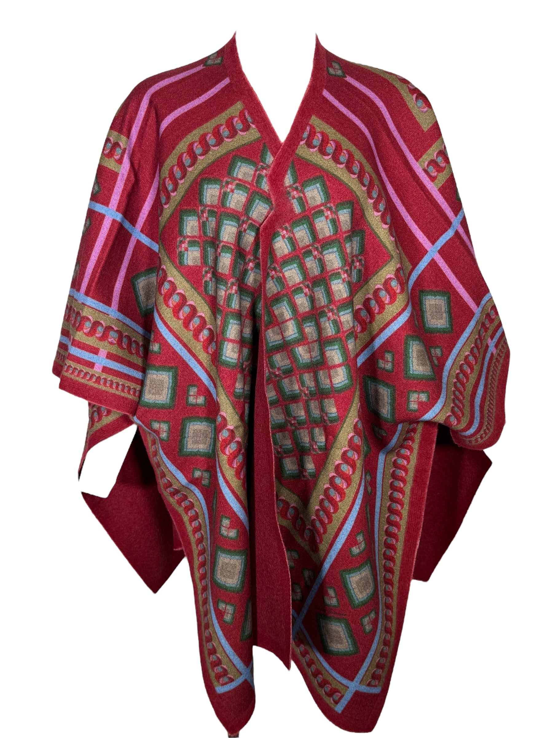 FRANCO FERRARI DIAMONDS WOOL CAPE - MERLOT