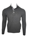 BUTTON DOWN 4-BUTTON TIPPED SWEATER - CHARCOAL