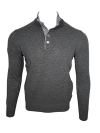 BUTTON DOWN 4-BUTTON TIPPED SWEATER - CHARCOAL