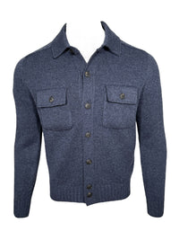 BUTTON DOWN MERINO CARDIGAN - DARK DENIM