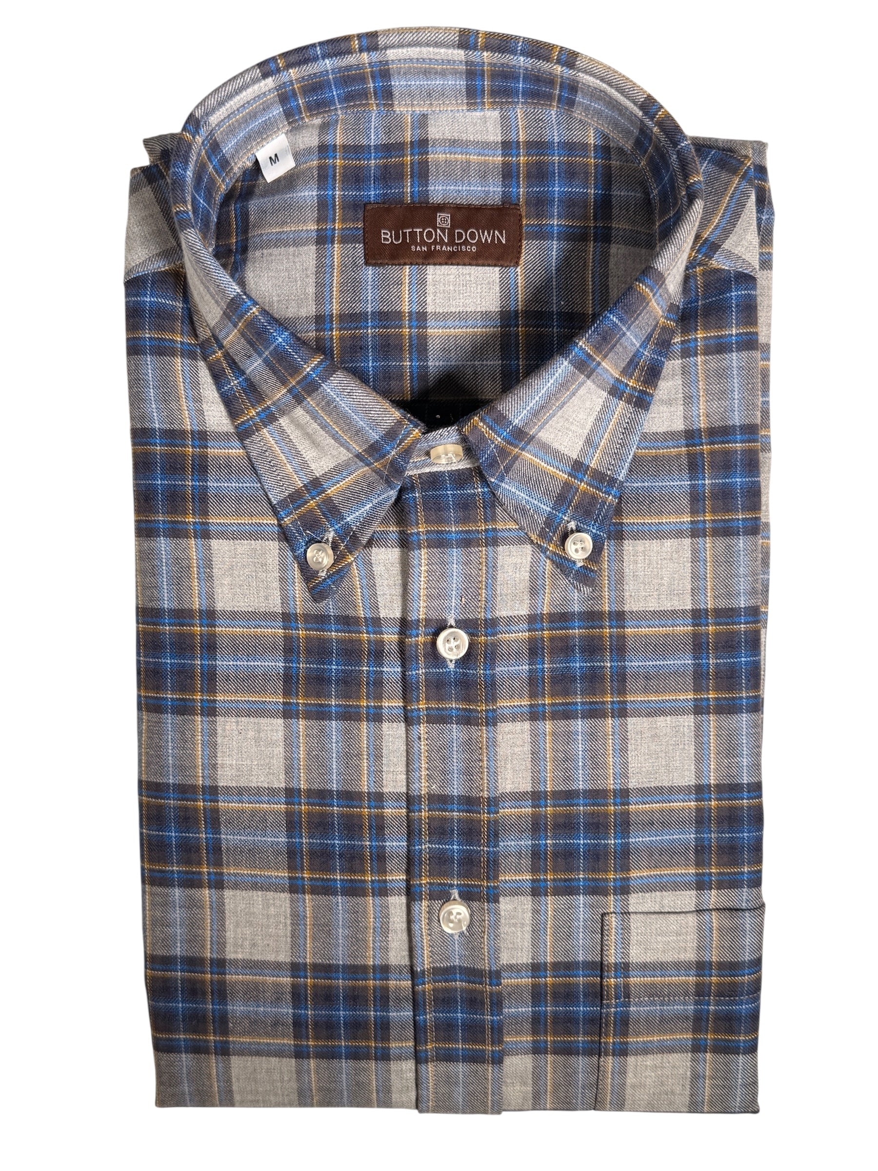 BUTTON DOWN SPORT SHIRT - NAVY/GREY PLAID