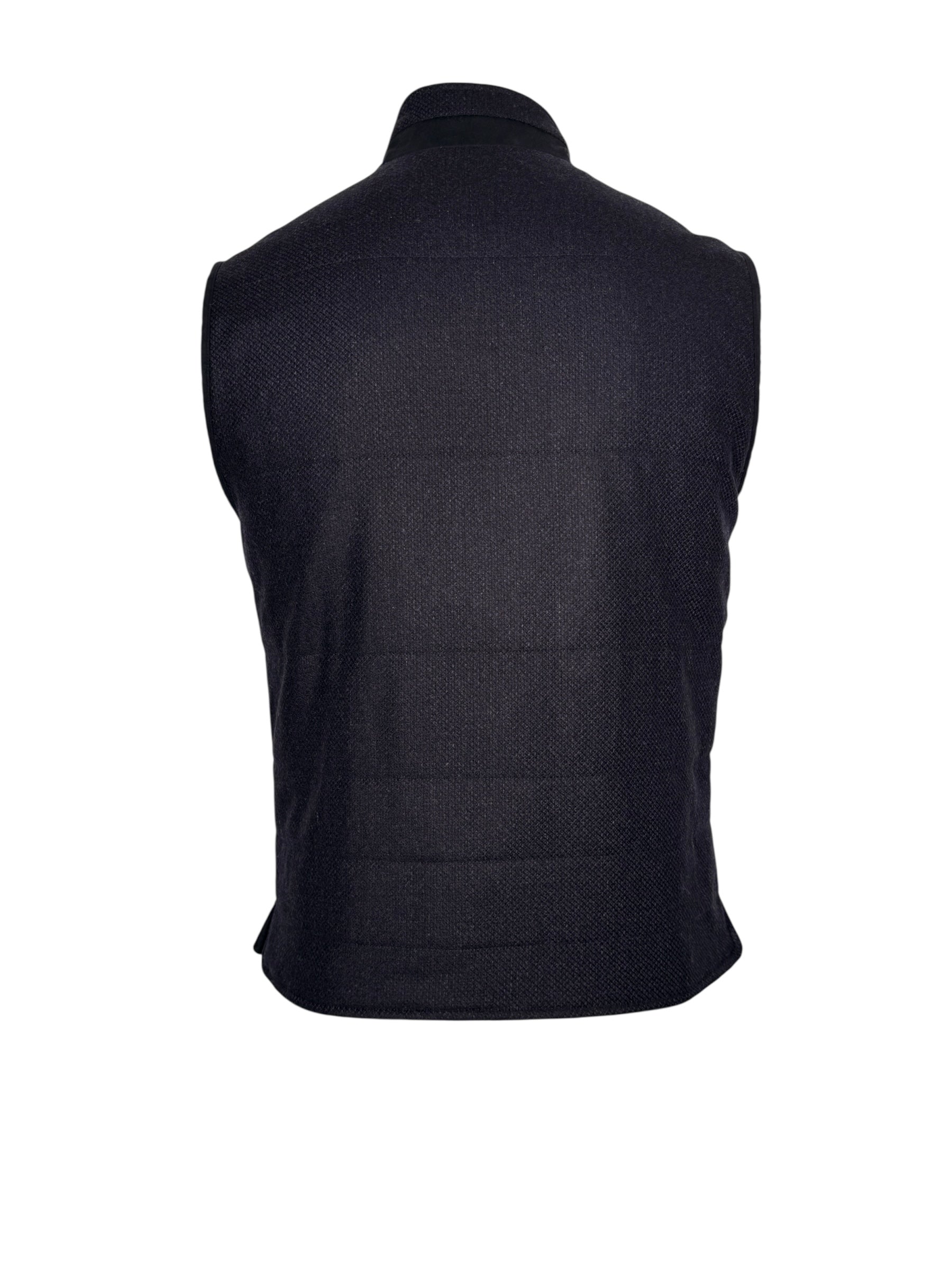 CORNELIANI MICRO-WOOL AND CASHMERE REVERSIBLE VEST - NAVY