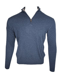 ADESI CASHMERE MEN'S TIPPED 1/2 ZIP SWEATER - CORSARO/SHARK