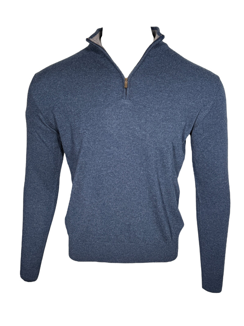 ADESI CASHMERE MEN'S TIPPED 1/2 ZIP SWEATER - CORSARO/SHARK