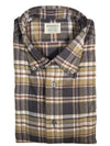 MAZZARELLI SPORT SHIRT - SAGE/BROWN/GREY CHECK PLAID