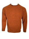 HARLEY OF SCOTLAND TIPPED SHETLAND WOOL SWEATER - CAROB/AMBER