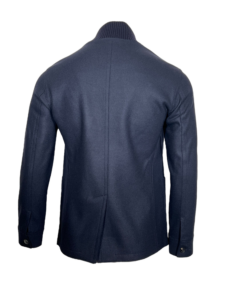 MANTO DENSE WOOL JERSEY JACKET - NAVY