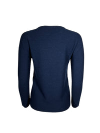 HUBERT GASSER ROUND NECK LONG SWEATER - NAVY