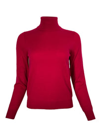 REPEAT CASHMERE TURTLE NECK SWEATER - RUBY