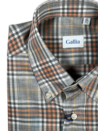 GALLIA MEN'S SHIRT - ORANGE/GREY PLAID