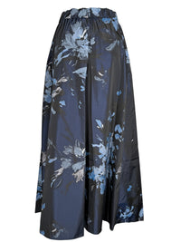 ROSSO 35 FLORAL TAFFETA SKIRT - NAVY