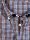 GMF 965 MEN'S SPORT SHIRT - MID BLUE/BROWN OUTLINED CHECK