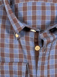 GMF 965 MEN'S SPORT SHIRT - MID BLUE/BROWN OUTLINED CHECK