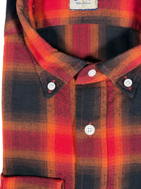 GIANGI NAPOLI MEN'S SHIRT - ORANGE & BROWN SHADOW CHECK