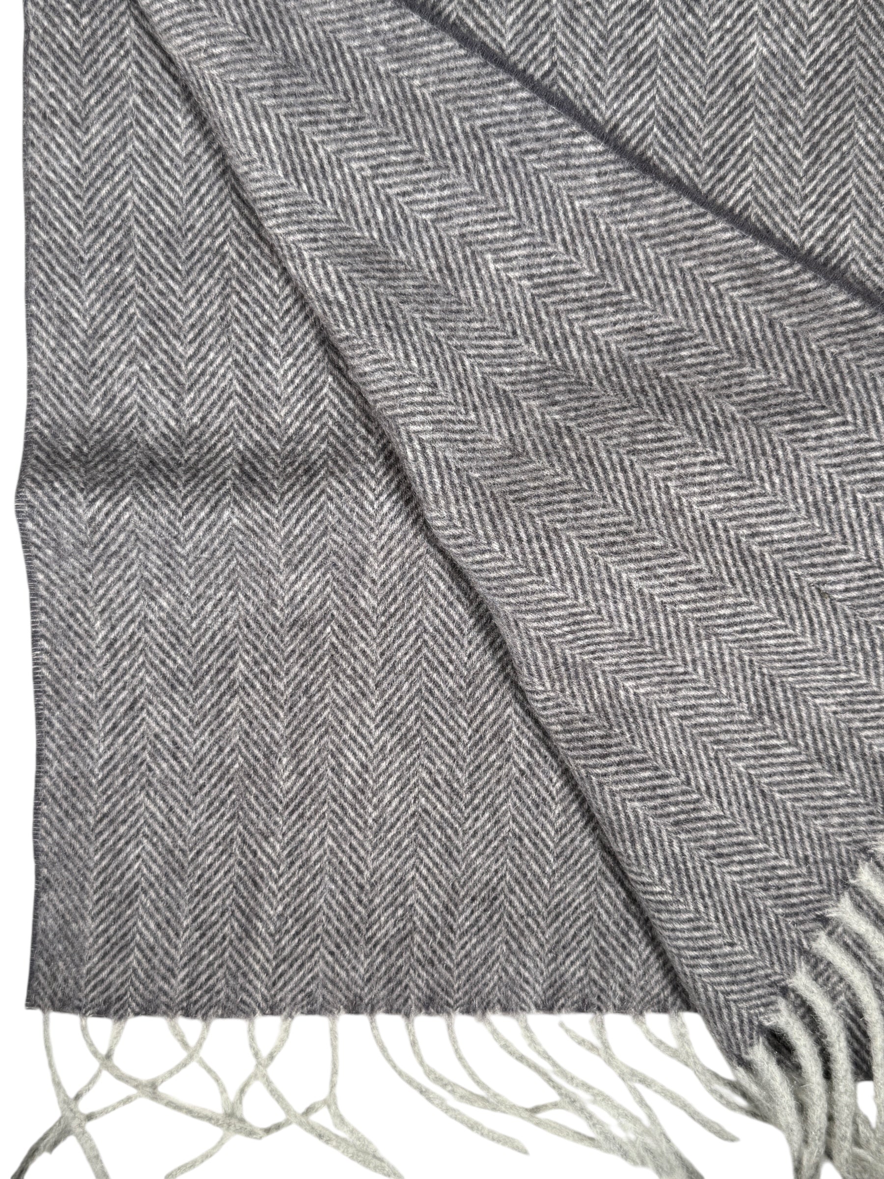 ALAN PAINE KINROSS CASHMERE HERRINGBONE SCARF - FOSSIL