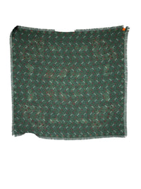 FRANCO FERRARI DOUBLE-SIDED WOOL SCARF - TEAL BUTTERFLY