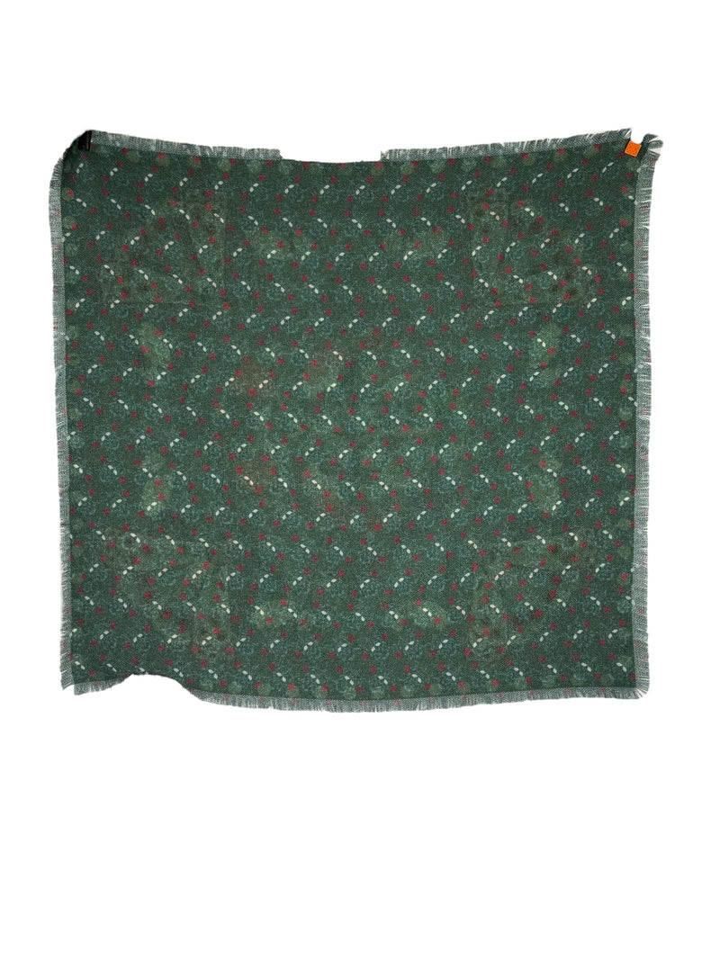 FRANCO FERRARI DOUBLE-SIDED WOOL SCARF - TEAL BUTTERFLY