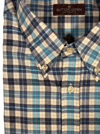 BUTTON DOWN SPORT SHIRT - BRUSHED AQUA PLAID