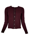 REPEAT CASHMERE RIB CARDIGAN - MERLOT