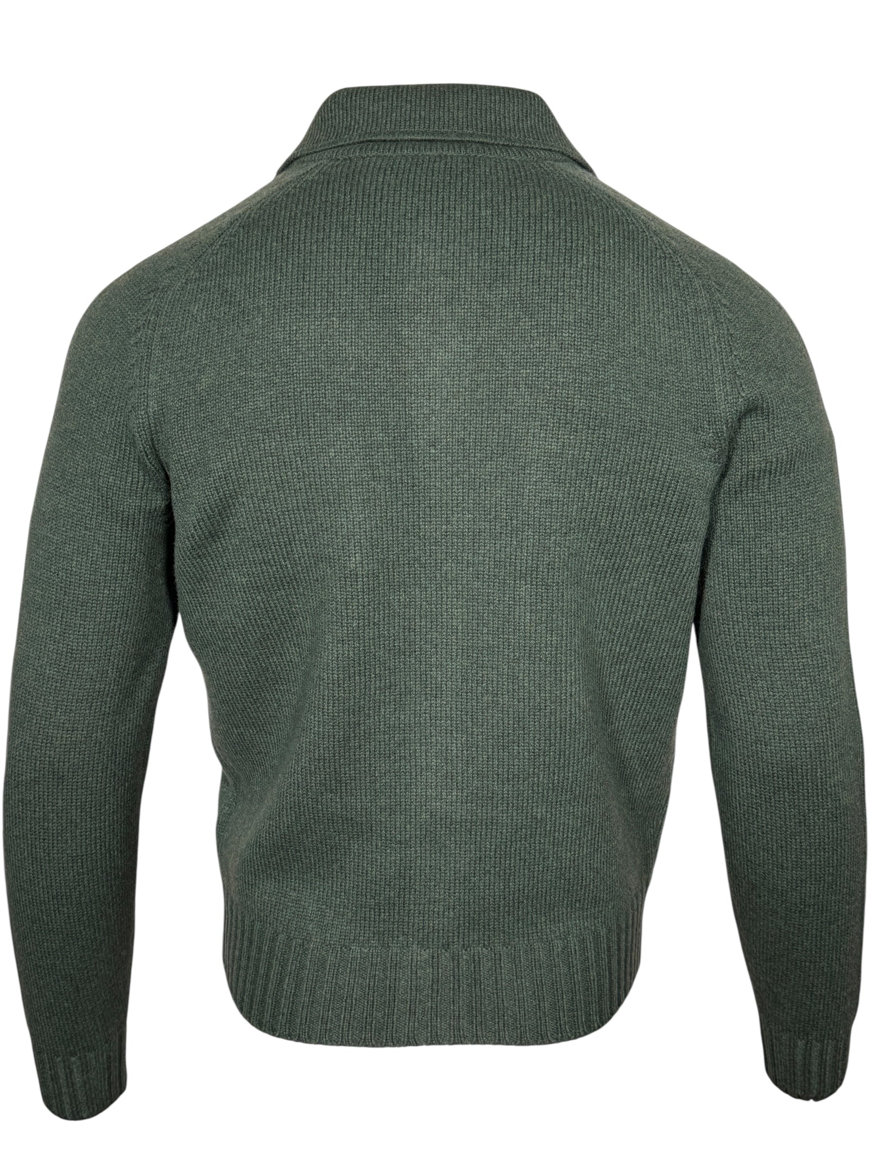 BUTTON DOWN MERINO CARDIGAN - GREEN