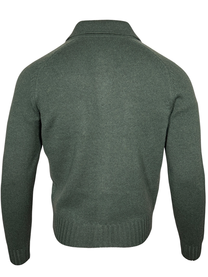 BUTTON DOWN MERINO CARDIGAN - GREEN