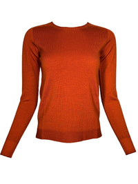 AROVESCIO ROUND NECK RIB SWEATER - PAPRIKA