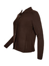 HUBERT GASSER HORIZONTAL RIB CARDIGAN - DARK BROWN