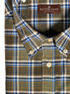BUTTON DOWN SPORT SHIRT - BRUSHED OLIVE/AQUA PLAID