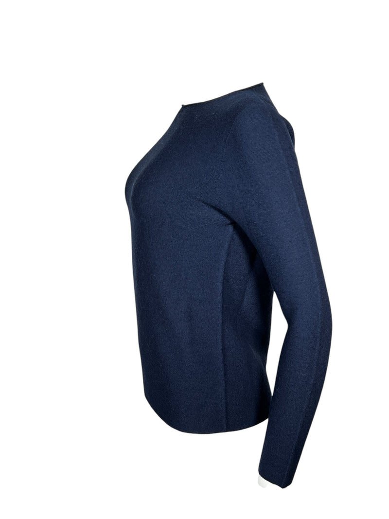 HUBERT GASSER ROUND NECK LONG SWEATER - NAVY