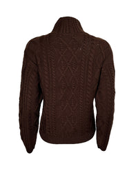 REPEAT CABLE MOCK NECK SWEATER - BROWN