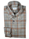 GALLIA MEN'S SHIRT - ORANGE/GREY PLAID