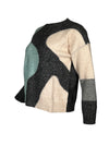 KANGRA WAVY CREW SWEATER - BLACK/AQUA