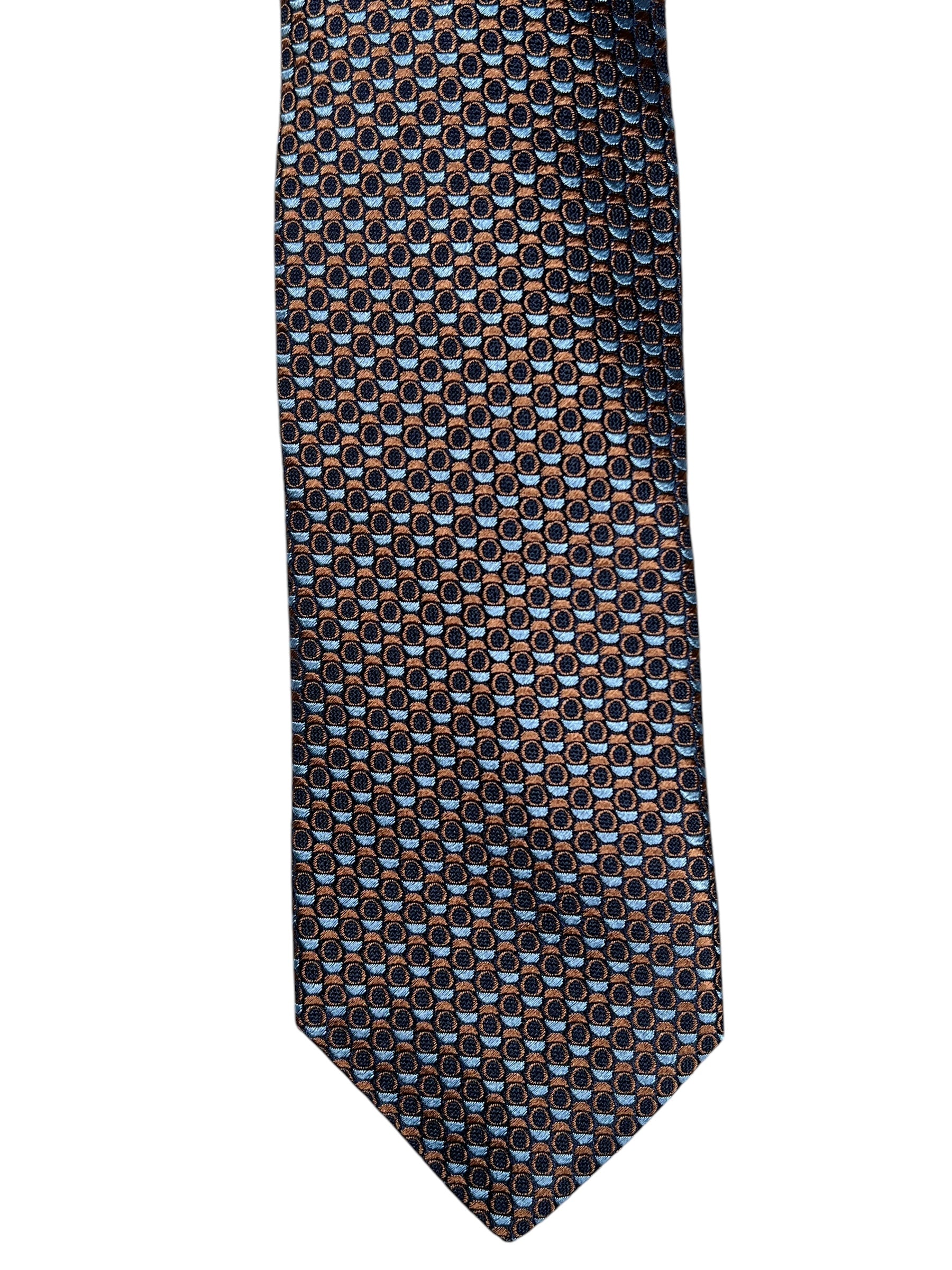 DION SILK TIE - TOBACCO CONCENTRIC CIRCLES